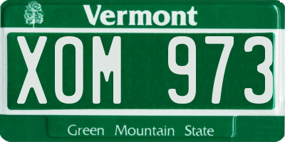 VT license plate XOM973
