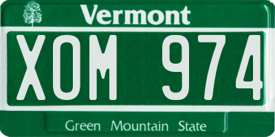 VT license plate XOM974
