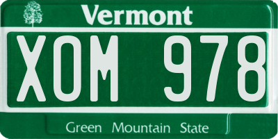 VT license plate XOM978