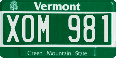 VT license plate XOM981