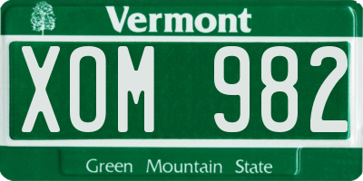 VT license plate XOM982