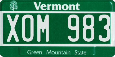 VT license plate XOM983