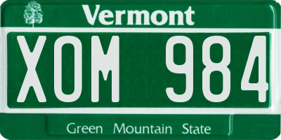 VT license plate XOM984