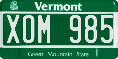 VT license plate XOM985