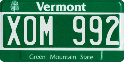 VT license plate XOM992