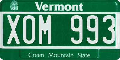 VT license plate XOM993