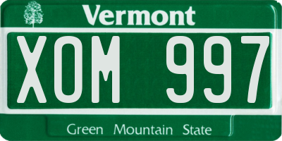 VT license plate XOM997