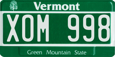 VT license plate XOM998