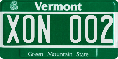 VT license plate XON002