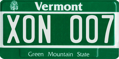 VT license plate XON007