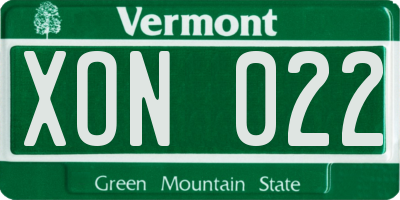 VT license plate XON022