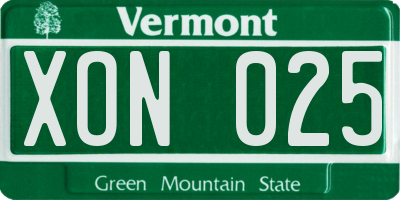 VT license plate XON025