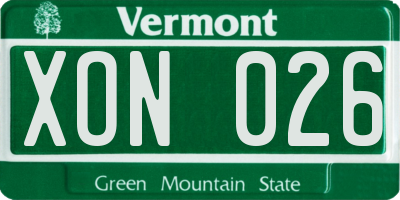 VT license plate XON026