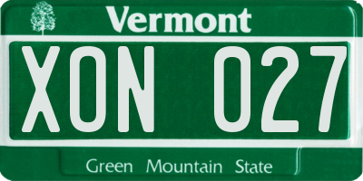 VT license plate XON027