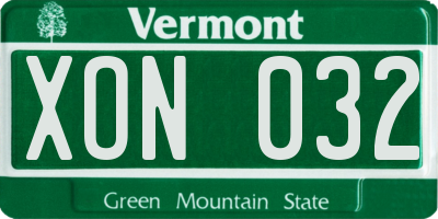 VT license plate XON032