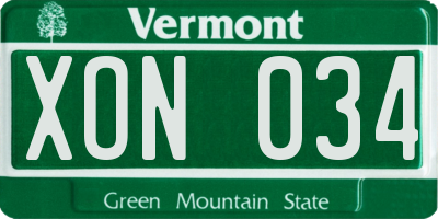 VT license plate XON034