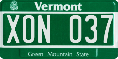VT license plate XON037