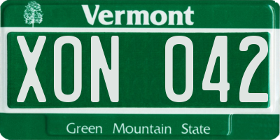 VT license plate XON042