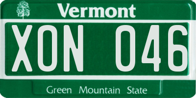 VT license plate XON046