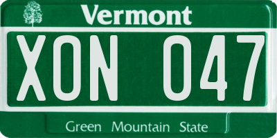 VT license plate XON047