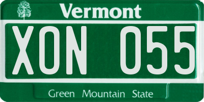 VT license plate XON055