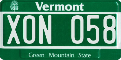 VT license plate XON058