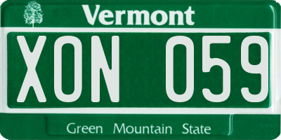 VT license plate XON059