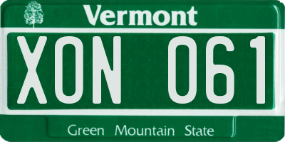 VT license plate XON061