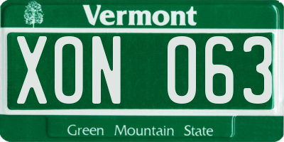 VT license plate XON063