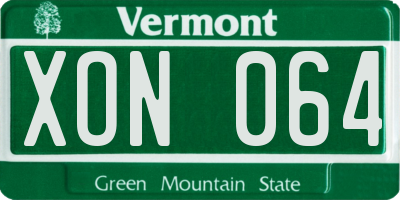 VT license plate XON064