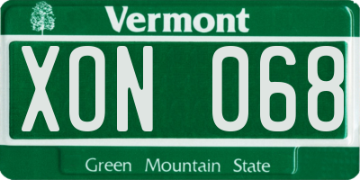 VT license plate XON068