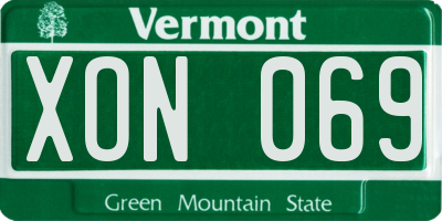 VT license plate XON069