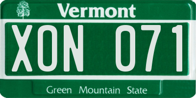 VT license plate XON071