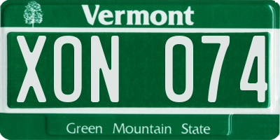 VT license plate XON074