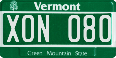 VT license plate XON080