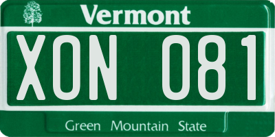 VT license plate XON081