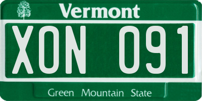 VT license plate XON091