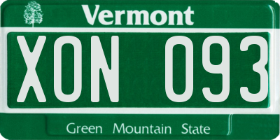 VT license plate XON093