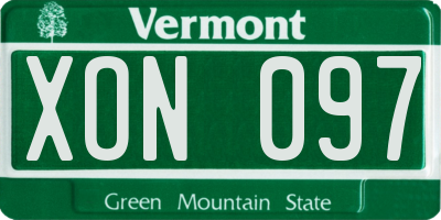 VT license plate XON097