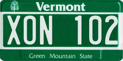 VT license plate XON102
