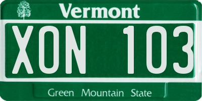 VT license plate XON103