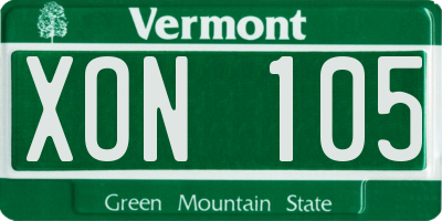 VT license plate XON105