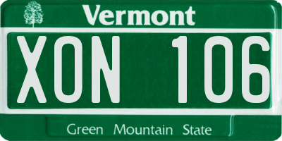 VT license plate XON106