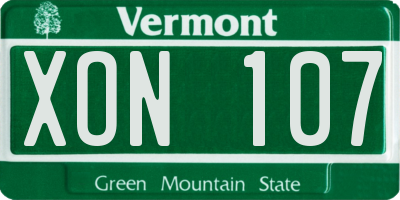 VT license plate XON107