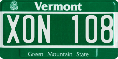 VT license plate XON108