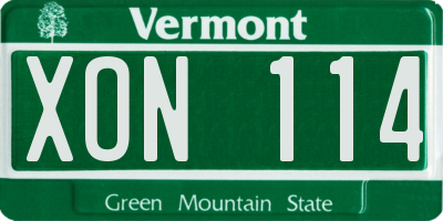 VT license plate XON114