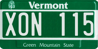 VT license plate XON115