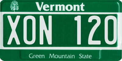 VT license plate XON120