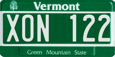 VT license plate XON122