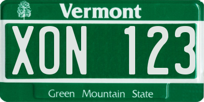 VT license plate XON123
